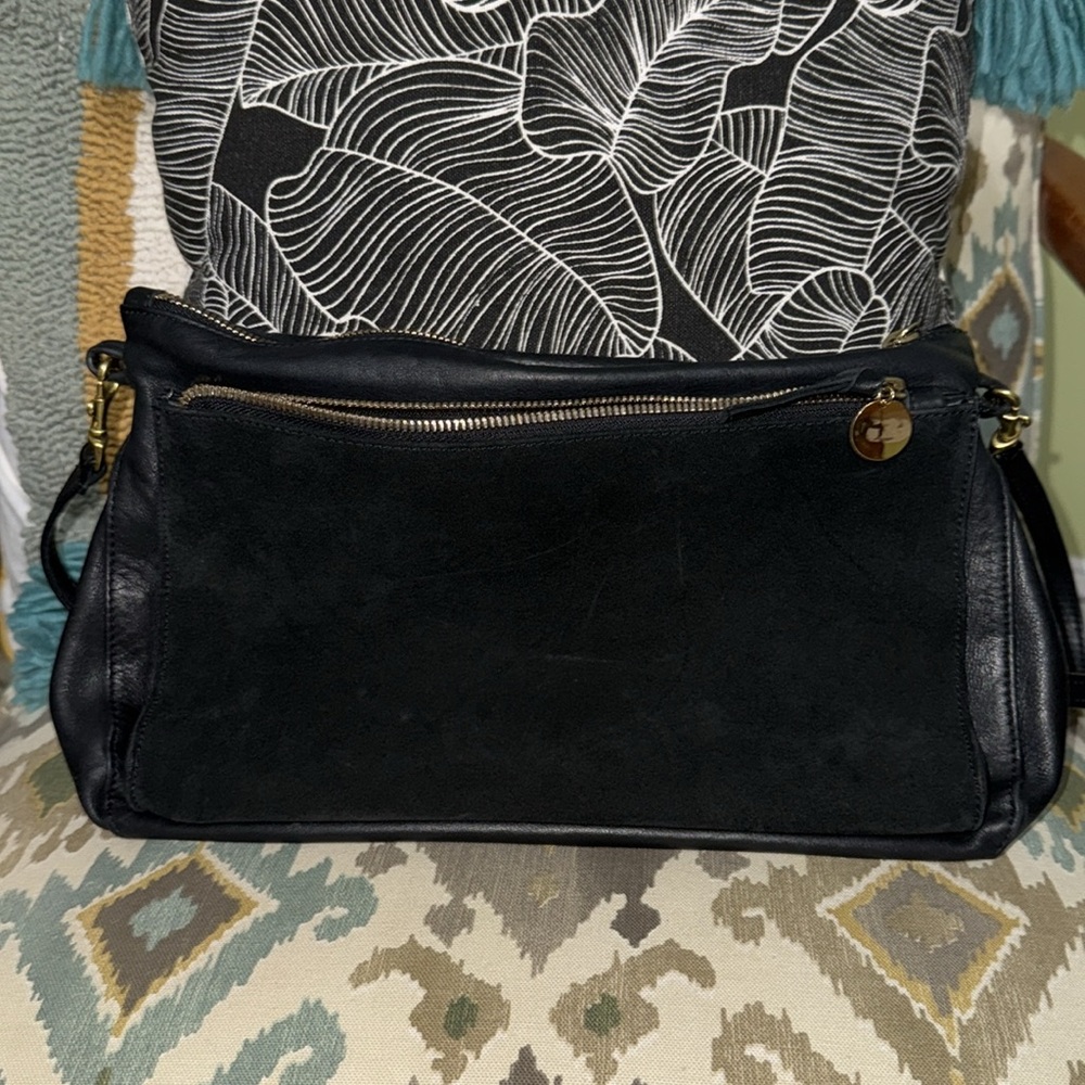 Clare V Gosee black leather and suede